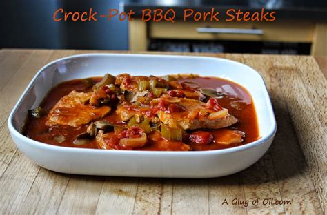 Crock-Pot BBQ Pork Steaks - Easy Slow Cooker Recipe | A Glug of Oil