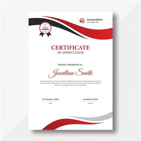 Premium PSD | Vertical red and black waves certificate | Certificate templates, Certificate ...