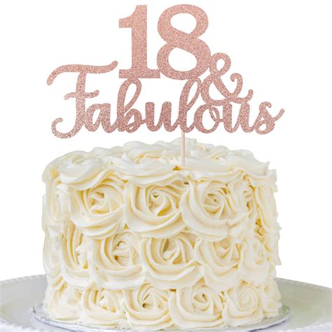 Buy 1 PCS 18 & Fabulous Cake Topper Glitter Eighteen and Fabulous Cake ...