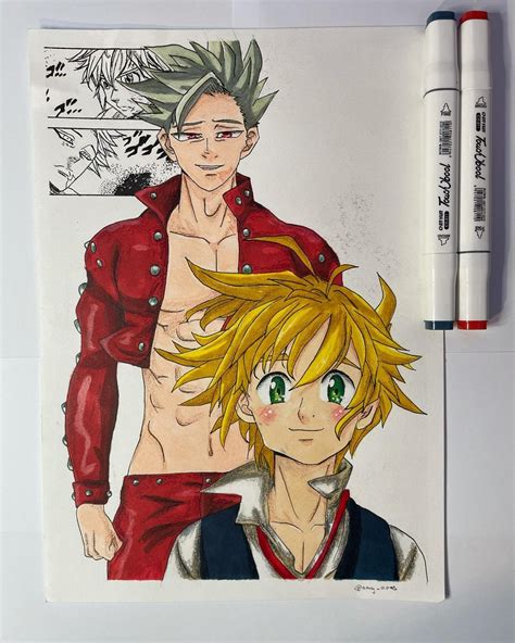 Amy🤍 on Instagram: “meliodas x ban ♥️ (i got lazy and didn’t finish the background 😭) #meliodas ...