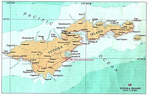 1Up Travel - Maps of American Samoa.Tutuila Island U.S. National Atlas 1970 (128K)