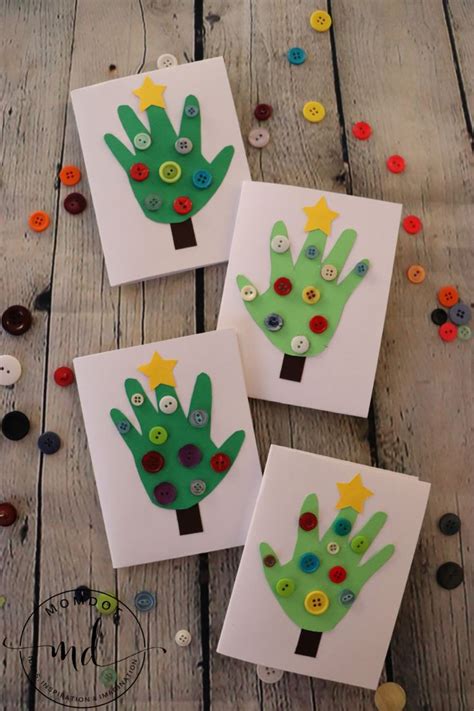 Handprint Christmas Tree Cards - MomDot | Handprint christmas ...