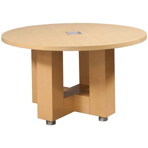 Used Veneer 48" Round Conference Table, Maple - National Office ...