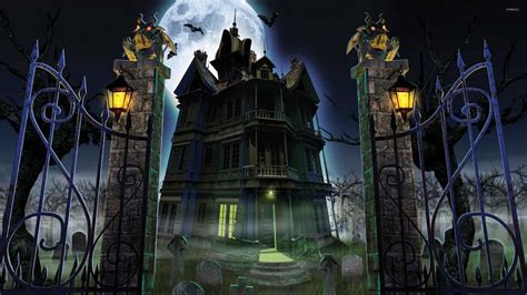 Colorful Haunted Mansion With Moon Background HD Movies Wallpapers | HD ...