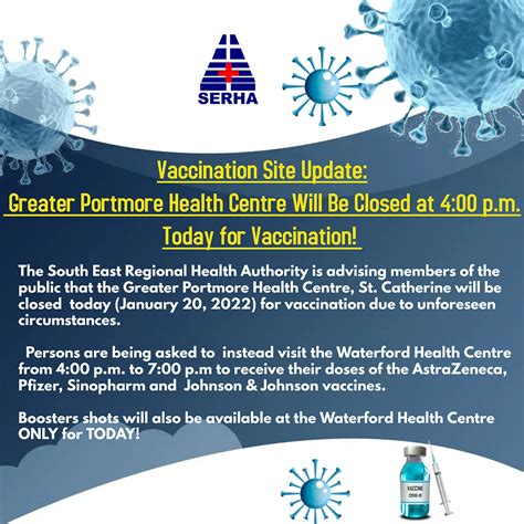 Greater Portmore Health Centre Will Be Closed today at 4:00 pm for Vaccination