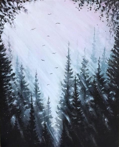 Items similar to Twilight Forest - Hand Painted Woodland Forest Art on Etsy