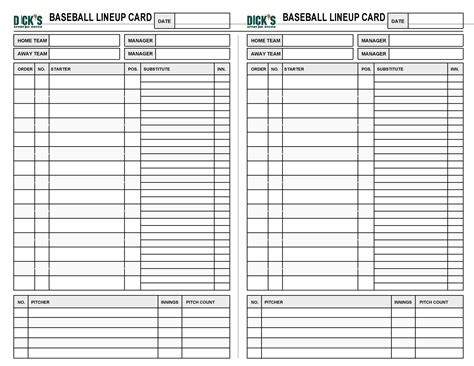 33 Printable Baseball Lineup Templates [Free Download] ᐅ TemplateLab