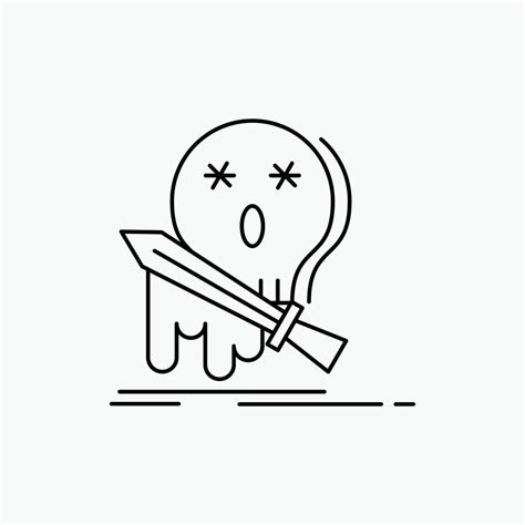 Death. frag. game. kill. sword Line Icon. Vector isolated illustration ...