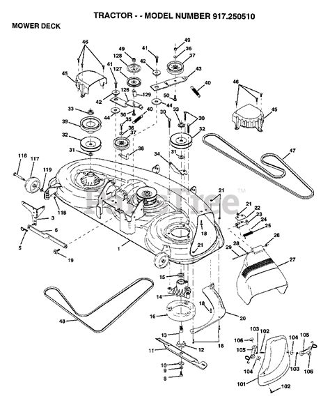 Craftsman Model 917.273135 Mower Deck Diagram 45 Craftsman R