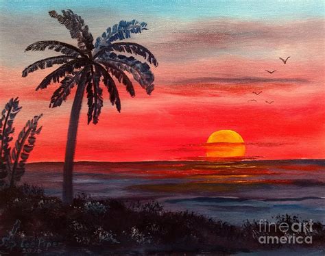 Palm Island Sunset Painting by Lee Piper | Fine Art America