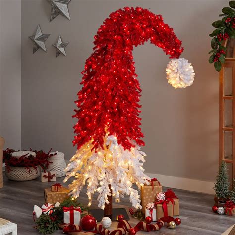 9’ Holiday Red Santa’s Hat Christmas Tree with 600 LED lights and 1992 ...