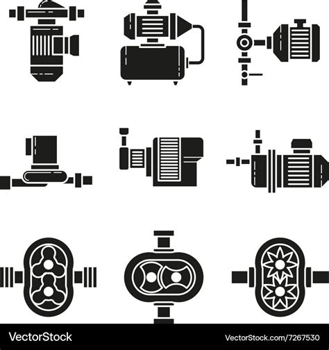 Water pump black icons sets Royalty Free Vector Image