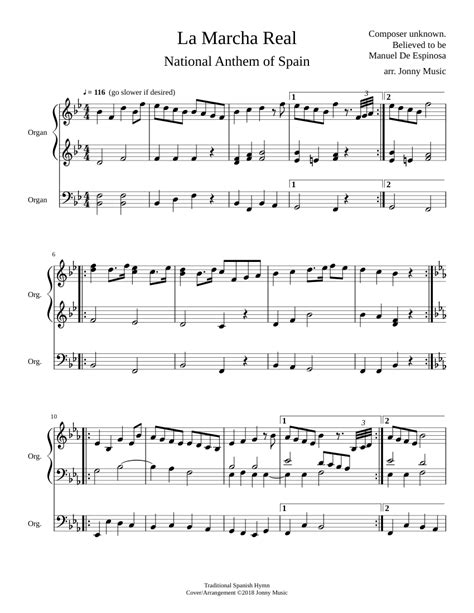 La Marcha Real (Spanish National Anthem) Organ Cover sheet music for ...