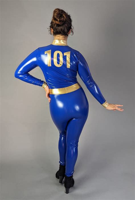 Custom Made Fallout Vault Dweller Catsuit Costume in Gloss Stretch Vinyl - Etsy