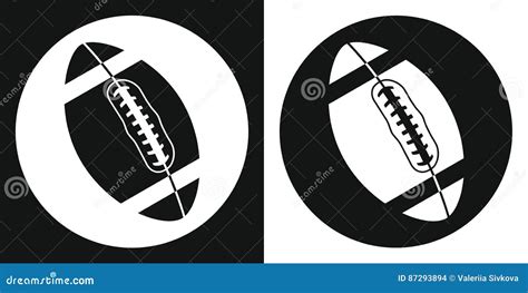 Rugby Ball Icon. Silhouette Rugby Ball On A Black And White Background. Sports Equipment. Vector ...