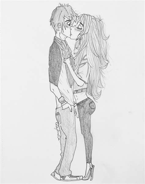 Anime Boy And Girl Kissing Drawing