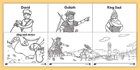 David and Goliath Coloring Pages (teacher made) - Twinkl