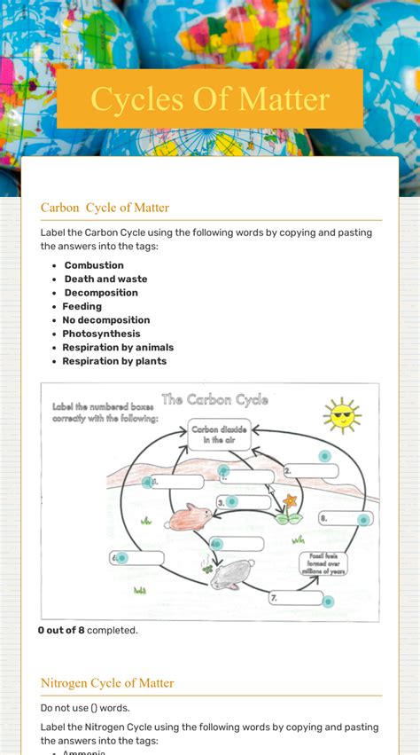 Cycles Of Matter | Interactive Worksheet by Jennifer Henderson | Wizer.me