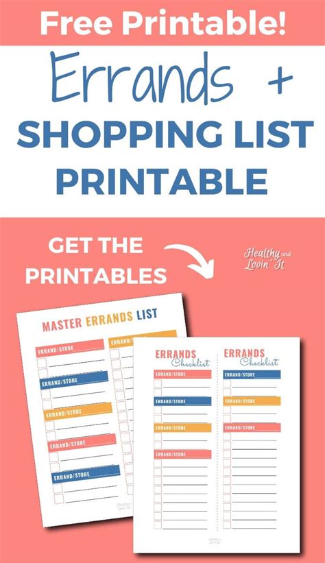 Free Printable Errands Checklist + Weekly Errands List