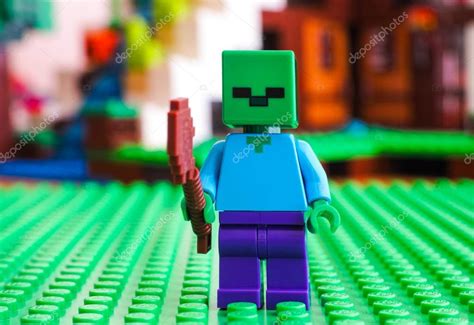 Lego Minecraft. Zombie minifigure on green baseplate – Stock Editorial ...