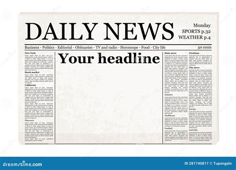 Generic Old Newspaper Vector Template Stock Vector - Illustration of empty, news: 281740817