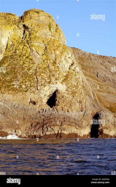 Paviland Cave, or Goat's Hole, on Wales' Gower Peninsula, site of the discovery of the Red Lady ...