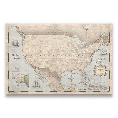 Rustic Vintage Map Poster USA Map - Etsy