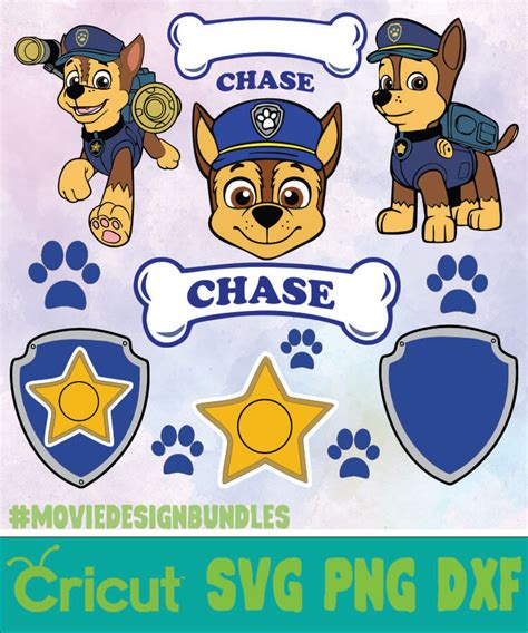 PAW PATROL CHASE BUNDLE SVG, PNG, DXF - Movie Design Bundles