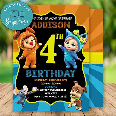 Editable Dave and Ava Birthday Invitations Instant Download | Bobotemp