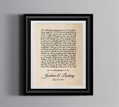 Wedding song gift Wedding song lyrics Wedding song print