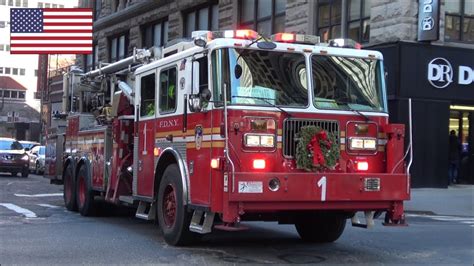 FDNY fire trucks responding compilation - horn, siren and lights - YouTube