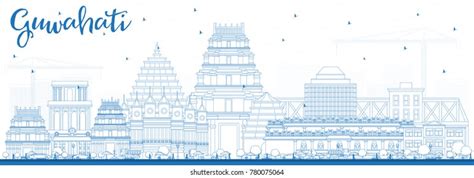 Outline Guwahati India City Skyline Blue Stock Illustration 780075064 ...