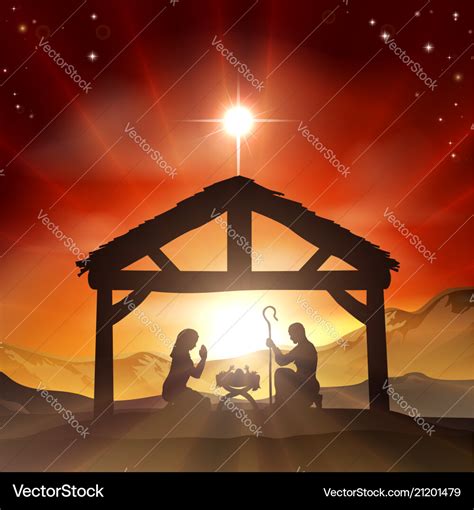 Nativity christian christmas scene Royalty Free Vector Image