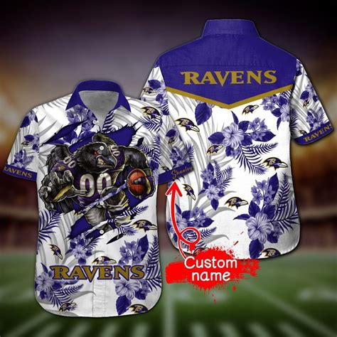 NFL Baltimore Ravens Hawaiian Shirt And Shorts Mascot Premium Hawaiian ...