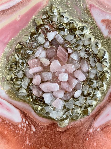 ROSE QUARTZ Crystals Geode Art Handmade Beauty Home Decor | Etsy