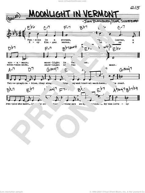 Moonlight In Vermont sheet music (real book with lyrics) (PDF)