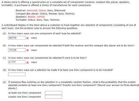 Solved A stereo store is offering a special price on a | Chegg.com