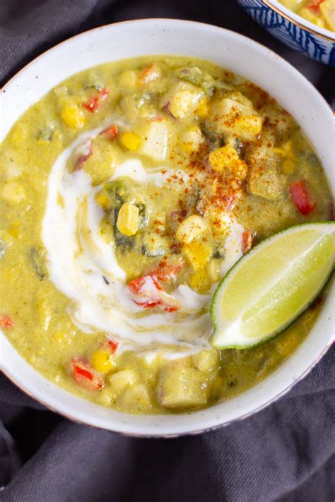 Roasted Poblano Corn Chowder | Poblano Corn Chowder without Cream