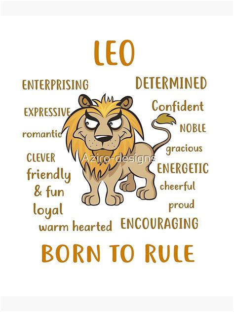 "Zodiac sign Leo fearless lion July-August born personality traits" Poster for Sale by Aziro ...