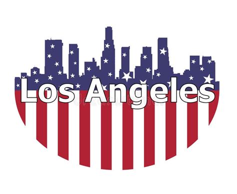 Los Angeles City and USA Flag Stock Vector - Illustration of silhouette ...