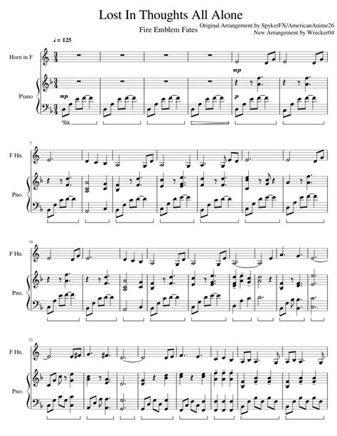 Lost In Thoughts All Alone Sheet music for Piano, French Horn (Solo) | Musescore.com