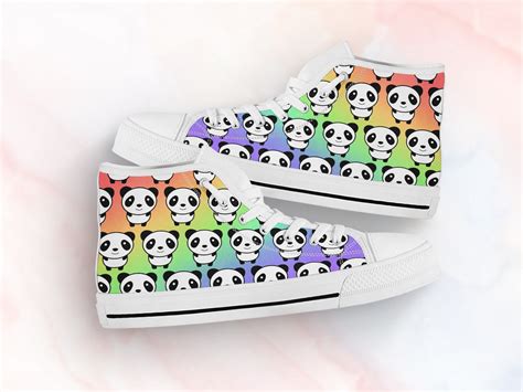 Rainbow Panda Shoes | Custom Canvas Sneakers For Kids & Adults