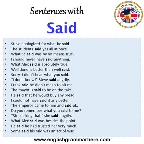 Sentences with Said, Said in a Sentence in English, Sentences For Said ...