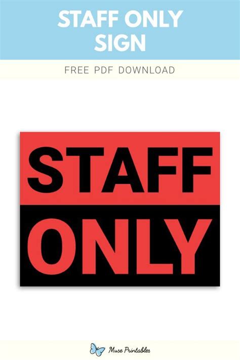 a red and black sign that says staff only with the words, free pdf