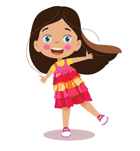 Premium Vector | Long hair cute girl in beautiful skirt