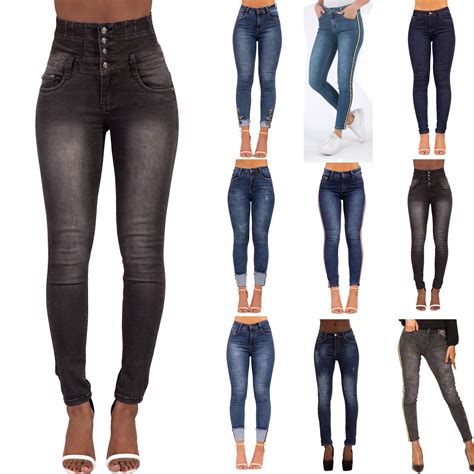 Jeans SALE WOMEN'S HIGH WAIST JEANS Ladies Stretch Denim Skinny Slim Pants SIZE 6-16 Women's Jeans