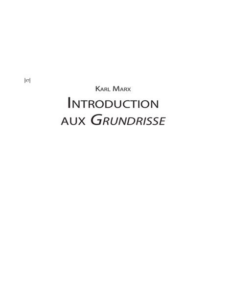 INTRODUCTION AUX Grundrisse