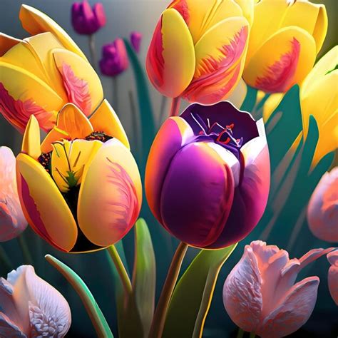 Premium AI Image | tulips in the garden