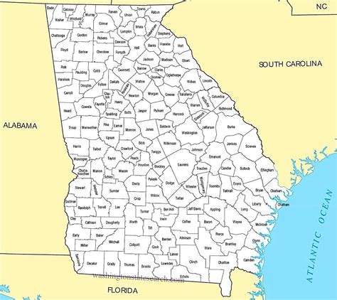 ♥ A large detailed Georgia State County Map