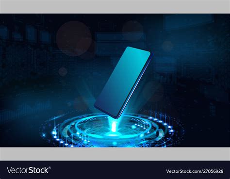 Smartphone and hologram projector 3d mockup Vector Image